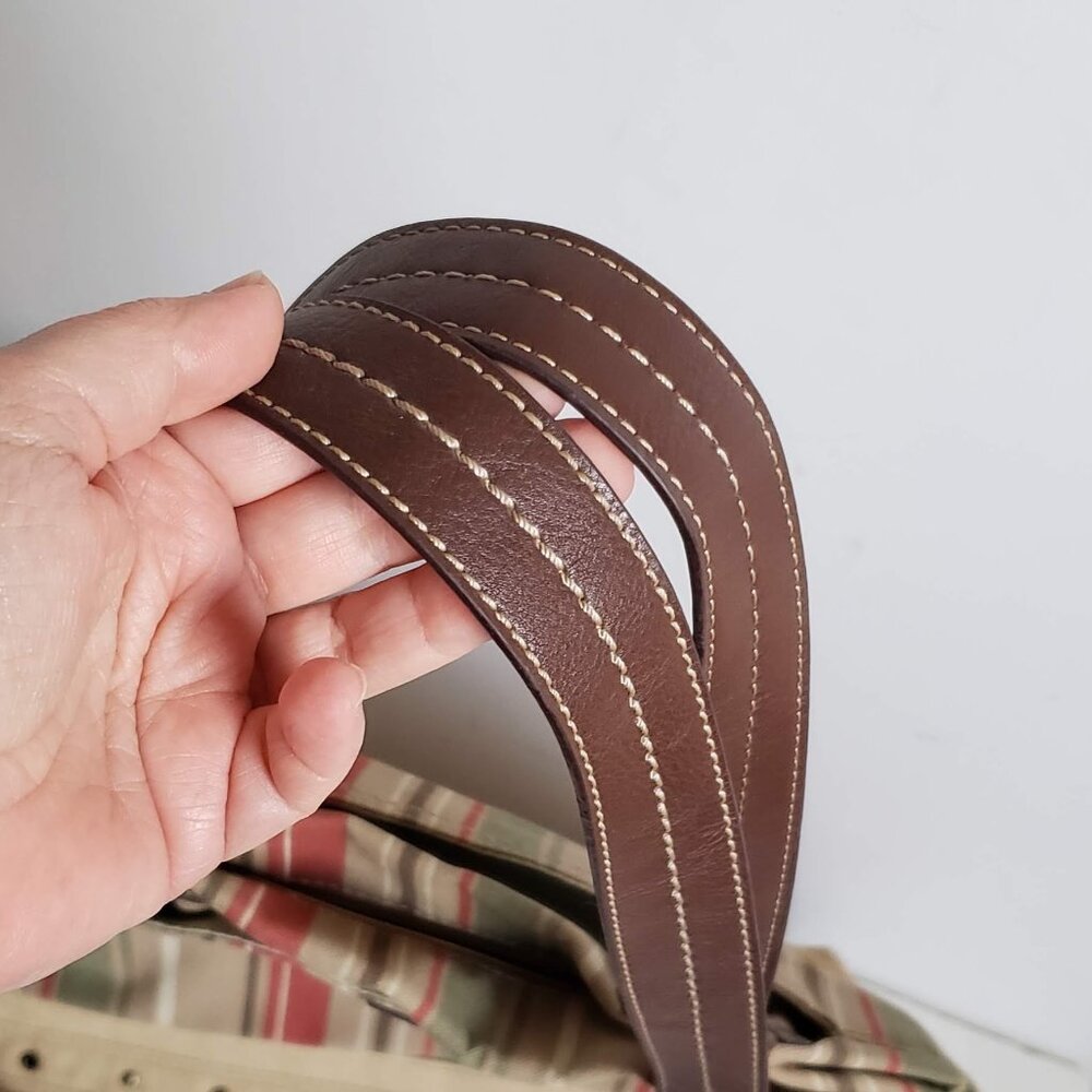 Large RELIC by FOSSIL Canvas Handbag Utility Boho Stripe Olive Red Vintage - Picture 6 of 16